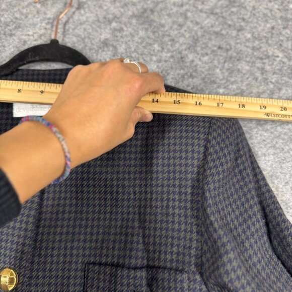 Vintage Devonshire Cream Gold Buttons Wool Houndstooth Boxy Blazer Size 14 - Picture 11 of 16